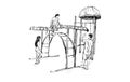 Sketch of Kids playground on public space isolated, illustration