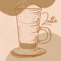 Sketch of a latte coffe Vector