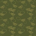 Sketch lemons with piece seamless doodle organic citrus summer fruits vector eps pattern on green background Royalty Free Stock Photo