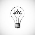 Sketch of light bulb icon with concept of idea. Think and creative different. Doodle hand drawn sign. vector