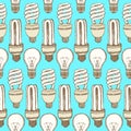 Sketch light bulbs in vintage style Royalty Free Stock Photo