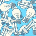 Sketch light bulbs in vintage style Royalty Free Stock Photo