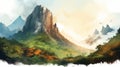 Brazilian Mountain Watercolor Illustration Stunning 2d Game Art In Quito School Style