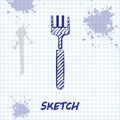 Sketch line Fork icon isolated on white background. Cutlery symbol. Vector Illustration