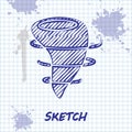 Sketch line Tornado icon isolated on white background. Vector Illustration Royalty Free Stock Photo