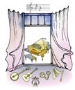 window music watercolor retro piano Royalty Free Stock Photo