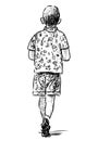 Sketch of little boy walking outdoor on summer day Royalty Free Stock Photo