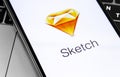 Sketch logo on the screen smartphone