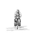 Sketch of long distance cyclist isolated