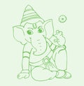 Sketch of Lord Ganesha or Vinayaka Editable Outline Illustration