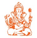 Sketch of Lord Ganesha or Vinayaka Editable Outline Illustration