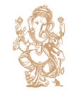 Sketch of Lord Ganesha or Vinayaka Editable Outline Illustration
