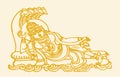 Sketch of Lord Ranganatha Swamy or Vishnu in a sleeping pose with aadhishesha as a shadow outline editable illustration