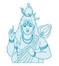 Sketch of Lord Shiva design elements outline editable illustration