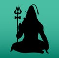 Sketch of Lord Shiva outline and silhouette editable illustration