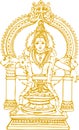 Sketch of Lord Shiva son Ayyappan or Ayyppa Swamy outline Editable Illustration