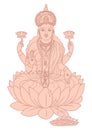 Sketch of Lord Venkateshwara and Goddess Lakshmi Sign and Symbols outline editable illustration