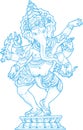Sketch of Lord Vinayaka or Ganesha Creative Outline Editable Outline Illustration