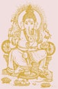 Sketch of Lord Vinayaka or Ganesha Creative Outline Editable Vector Illustration