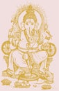 Sketch of Lord Vinayaka or Ganesha Creative Outline Editable Vector Illustration Royalty Free Stock Photo