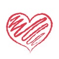 Sketch love heart hand red