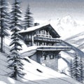 Sketch of Luxury Alpine Chalet