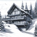 Sketch of Luxury Alpine Chalet