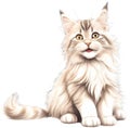 A sketch of a Main Coon cat. AI-Generated.