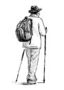 Sketch of man doing sports Norwegian walking