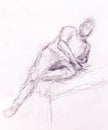 sketch man. pencil drawing on old paper. Royalty Free Stock Photo