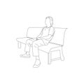 sketch of a man sitting and relaxing. For a coloring book. suitable for children to learn to draw and color.