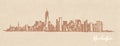 Sketch of Manhattan New York on Kraft paper Royalty Free Stock Photo