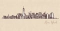 Sketch of Manhattan New York on Kraft paper Royalty Free Stock Photo