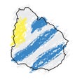 Sketch of a map of Uruguay Royalty Free Stock Photo