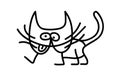 Sketch by marker black cat icon isolated on white background. Felt-tip pen drawing. Laconic symbol. Funny hand drawn art. Vector