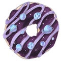 Sketch Markers Illustration Katrun Style Sweet Food Donut Cosmic Purple And Blue Planets Saturn