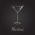 Sketch Martini Cocktails with Olives Vector Hand Drawn Illustration Royalty Free Stock Photo