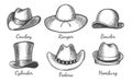 Sketch men hats Royalty Free Stock Photo