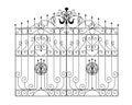 Sketch of metal gates, double-leaf garden door, original, illustration of forged products