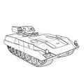 Sketch of a military tank, ship, coloring book, isolated object on a white background, vector illustration Royalty Free Stock Photo