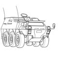 Sketch of a military tank, ship, coloring book, isolated object on a white background, vector illustration Royalty Free Stock Photo
