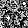 Sketch mineral for decorative design. Druse texture. Abstract black and white background. Stylish monochrome pattern. Vector Royalty Free Stock Photo