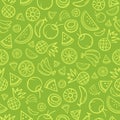 Sketch mixed tropical fruits seamless summer pattern background