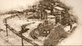 Sketch of Model Railroading Landscapes and Buildings Royalty Free Stock Photo