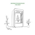 Sketch Modern Botanical Technology Concept