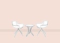 Sketch of Modern Interior Table and Chair. Outline Vector Illustration Royalty Free Stock Photo