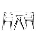 sketch of modern interior table and chairs. vector illustration Royalty Free Stock Photo
