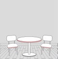 Sketch of modern interior table and chairs. vector Royalty Free Stock Photo