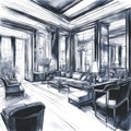 Sketch of Modern Luxury Hotel Interior