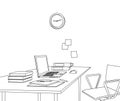 Sketch modern office space interior illustration